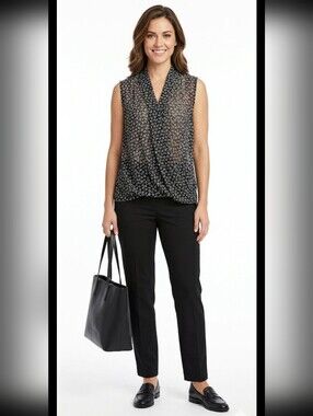 NWT Ann Taylor Sheer Sleeveless Blouse Wrap Top L City Professional #8900